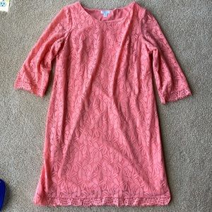 Coral 3/4 sleeve dress.